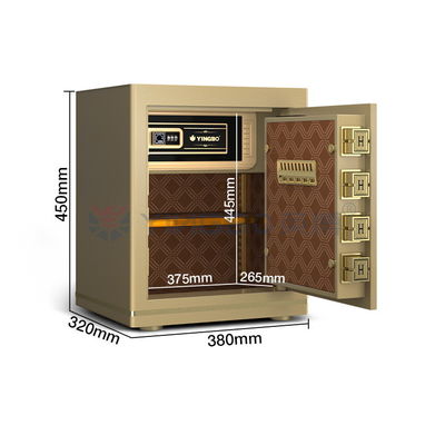 H450mm Gold Office Lock Box Khóa dấu vân tay Khóa + Mật khẩu + Chìa khóa