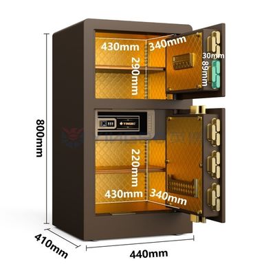 Hộp an toàn tùy chỉnh cửa hai khóa dấu vân tay H31.5in YB/RS-80D Coffee