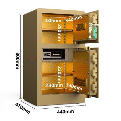 Hộp an toàn khóa vân tay bán dẫn cho an ninh gia đình YB / RS-80D Gold Biometric Lock Safe Box