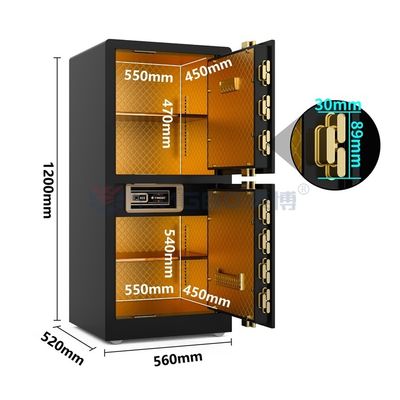 H1200mm báo động kép Hộp an toàn nhà cửa hai Hộp an toàn sinh trắc học Đen