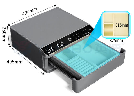Hộp an toàn đồ trang sức phủ da với báo động kép và tự động mở, một lớp