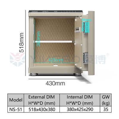 Hộp két sắt thông minh vân tay thép nguyên khối báo động kép cổng USB đèn LED